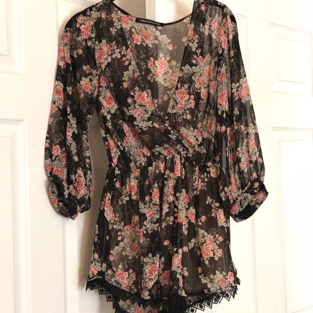 Black floral romper